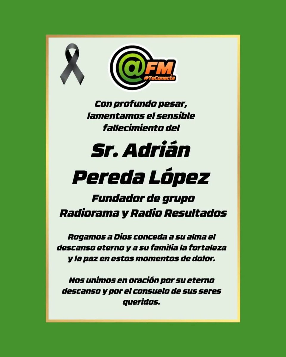desinformadera's tweet photo. DEP 🙏🏻 Lamentamos el fallecimiento de Don Adrián Pereda López https://t.co/M9d4ZCSU8d