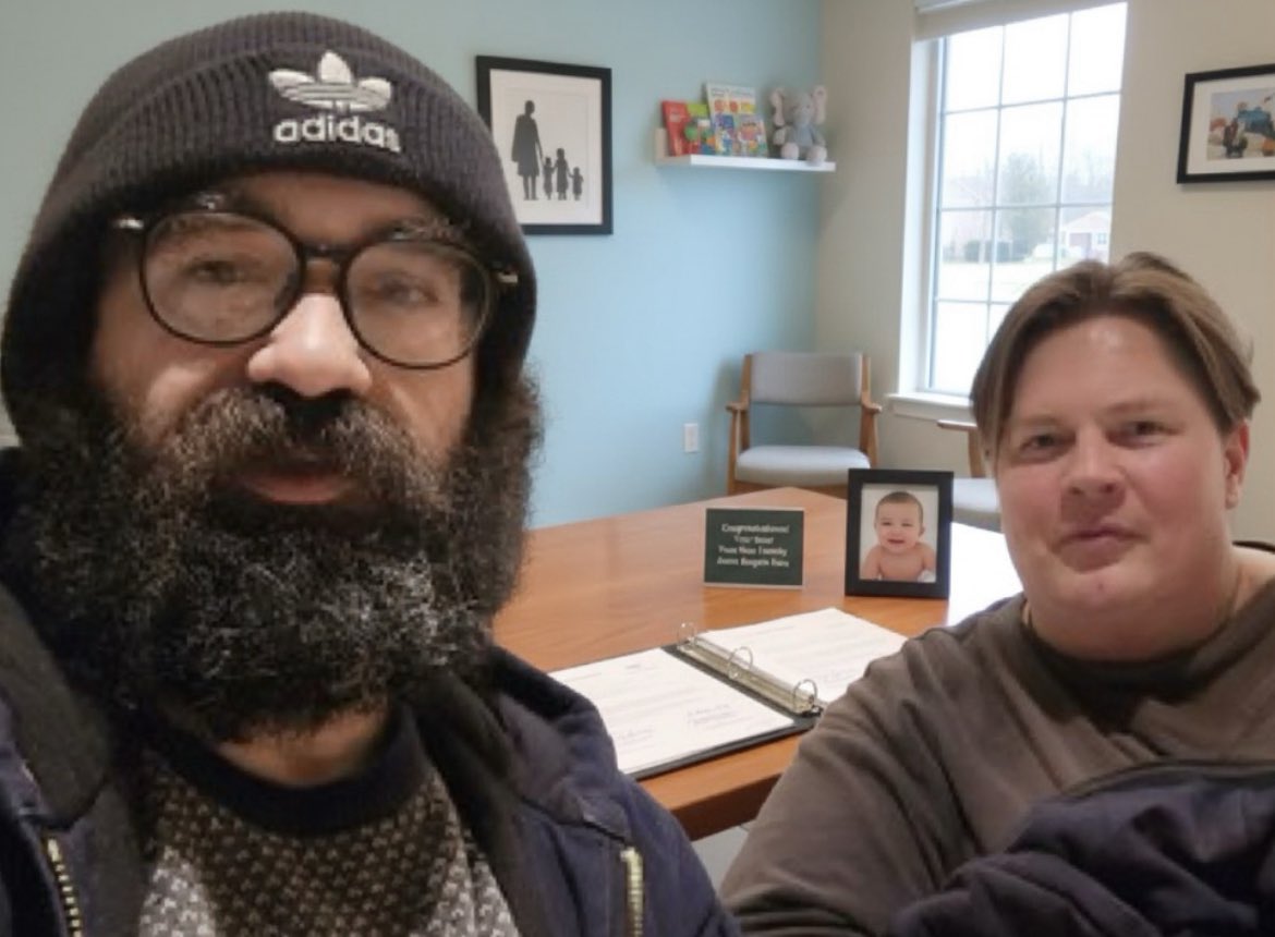 theperrypodcast's tweet photo. Perry and his partner just signed their adoption papers! 🥰 they are over the moon to become two dads this winter when they jet off to China to bring their little one home. Winter wonderland + family magic = the best adventure ever! ❄️👨‍👨‍👦 #ProudDads #AdoptionJourney https://t.co/tti2sAzEtZ