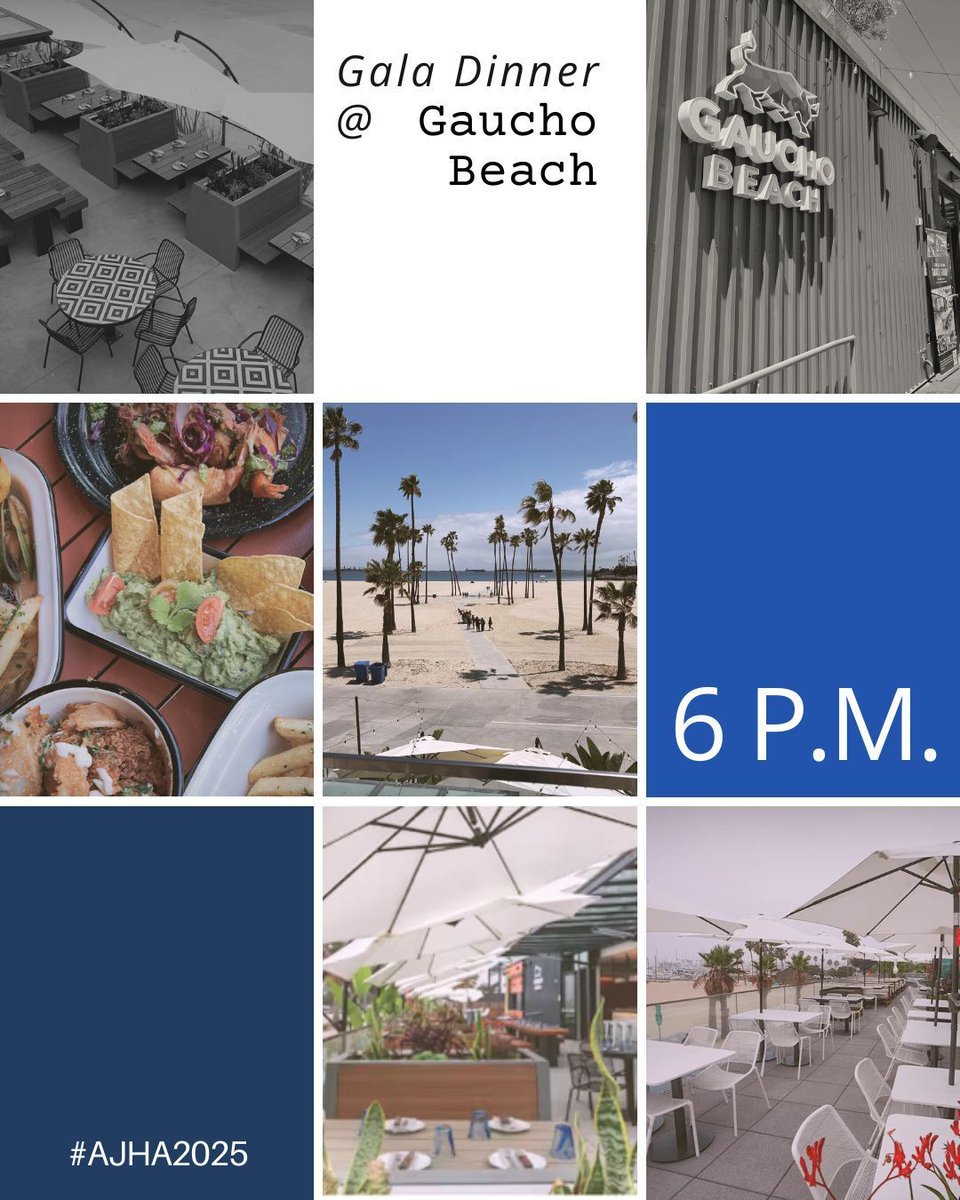 To close out #AJHA2025, join us at Gaucho Beach for the Gala Dinner at 6 p.m. Get ready for great views, Argentinian- and Californian-inspired flavors, local craft brews and sangria!