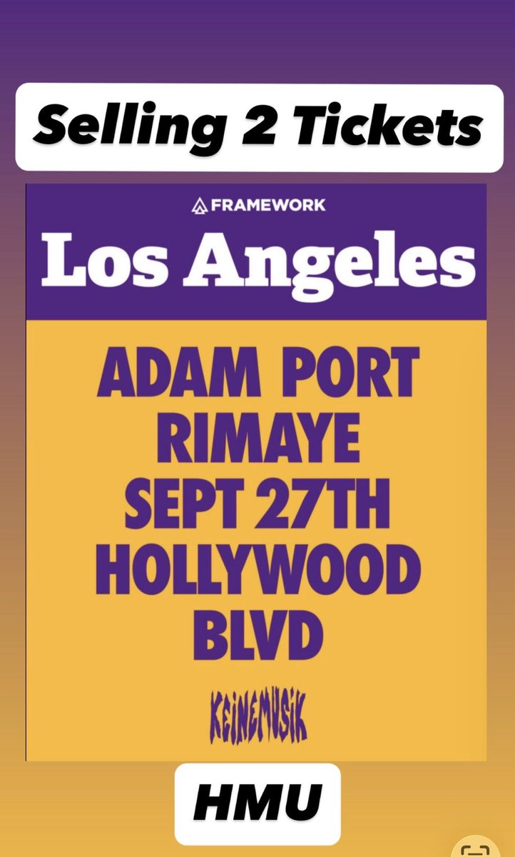 flubber818's tweet photo. Selling 2 Adam Port tickets $95 each HMU https://t.co/TlQcDyXOIa