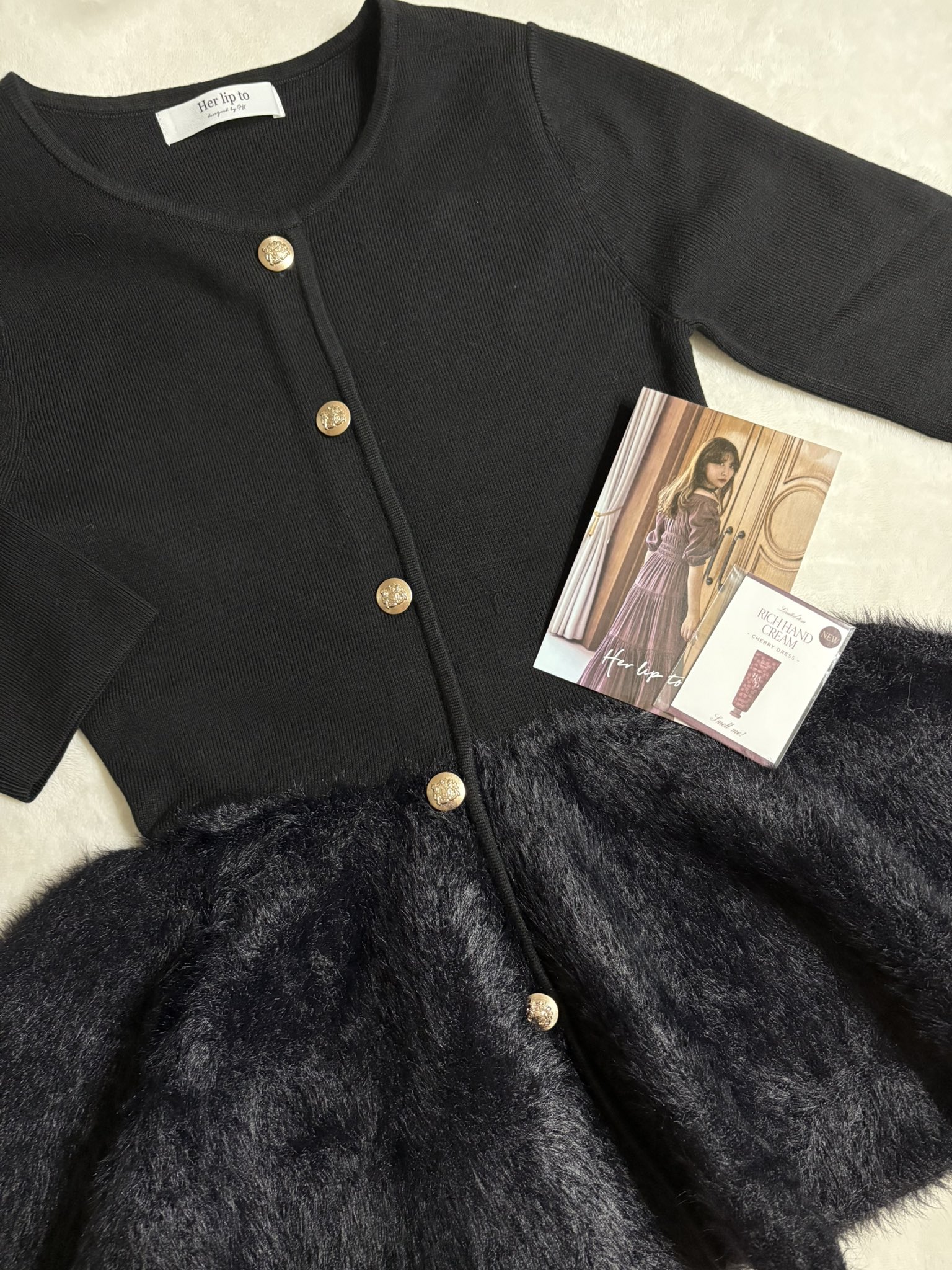 herlipto Peplum Fur Knit Top S 新品 10月中旬発送】Peplum Fur Knit Top