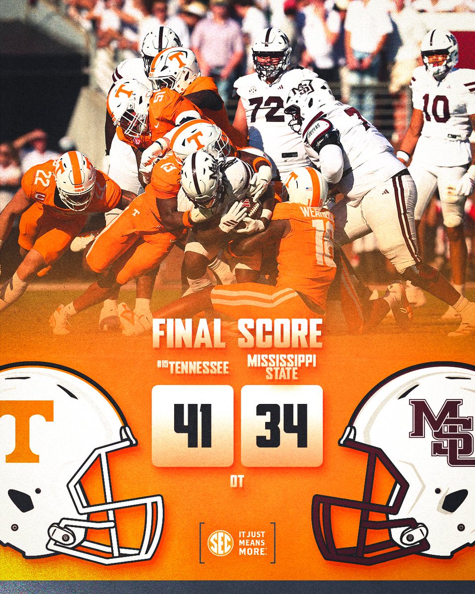 GOAL LINE STAND IN OVERTIME. 😤

TENNESSEE SURVIVES A THRILLER ON THE ROAD.

<a href="/Vol_Football/">Tennessee Football</a> x #SECFB