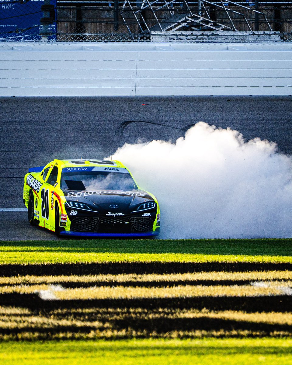 NASCAROReillyAP's tweet photo. NEWS: Post-race inspection is complete at @kansasspeedway with no issues.

The win is official for @BrandonJonesRac! https://t.co/J3oWZll891