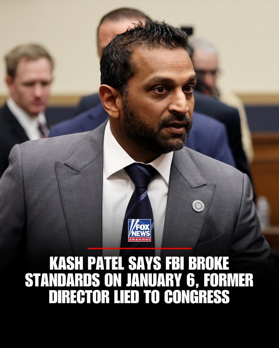 FoxNews's tweet photo. 'CORRUPT LEADERSHIP': Kash Patel said Saturday the FBI broke bureau standards by sending in agents to do crowd control after a riot was declared on January 6, and that former Director Christopher Wray was not forthcoming about it when he testified before Congress. https://t.co/Dw6s2U81N7