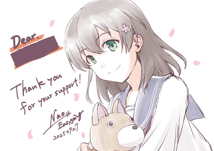 FANBOX1年支援お礼リクエストイラストを描きました。海外の支援者の方もいらっしゃって、創作の『さくらのラヂオ』のさくらをリクエストいただきました。嬉しい…! 海外の方からの応援は特に心に染みますね…サブカルに国境はないんだな。 FANBOXはこちら▼