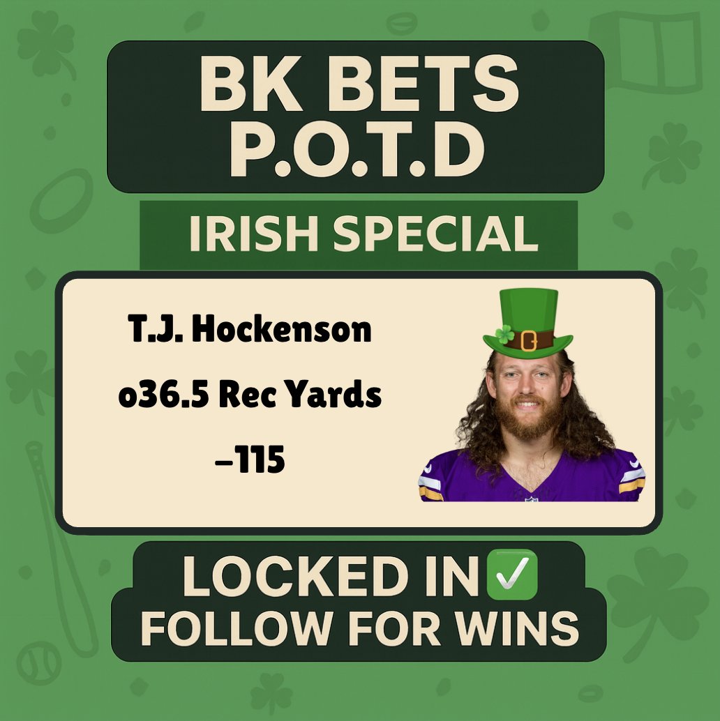 BKBetsOfficial's tweet photo. ⏰ Don’t wait — lock it in NOW before tomorrow morning’s game!
P.O.T.D: T.J. Hockenson o36.5 Rec Yards (-115) 💰

Let’s cash early 👊
#BKbets #NFL #SportsBetting #GamblingTwitter #NFLTwitter #Ireland #pick #parlay #fantasy https://t.co/bvyxmLYFyN
