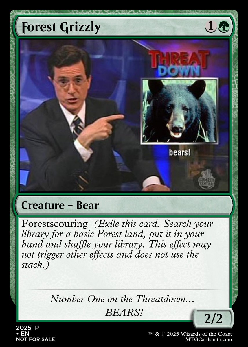 dakkuuan's tweet image. Best custom magic card I&apos;ve ever made #mtg #colbertreport #lateshow #stevencolbert