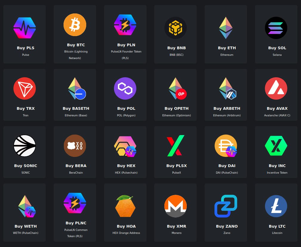 PulseLN ⚡ Instant Crypto Exchange

✅ Competitive Rates &amp; Low Fees

🥷🏻 Privacy-Conscious Design

💌 Directly to Wallet Trading

🔏 No Sign-Up Required

⚡️ Fast and Automated Transactions

📞 24/7 Live Support

🎁 Native Token Incentives (PLN)

🍀 No Contract Approvals/Risks