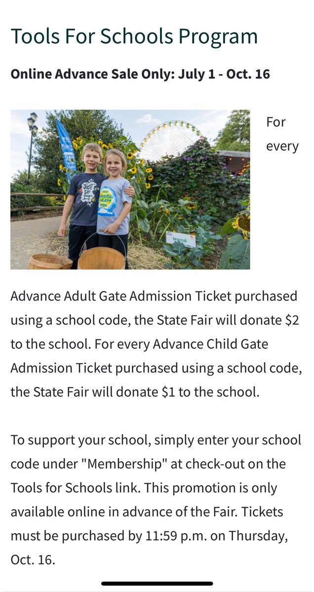 Use code 470 when pre-purchasing NC State Fair tickets to help our school earn 💵! Please and thank you! 💙💛💙