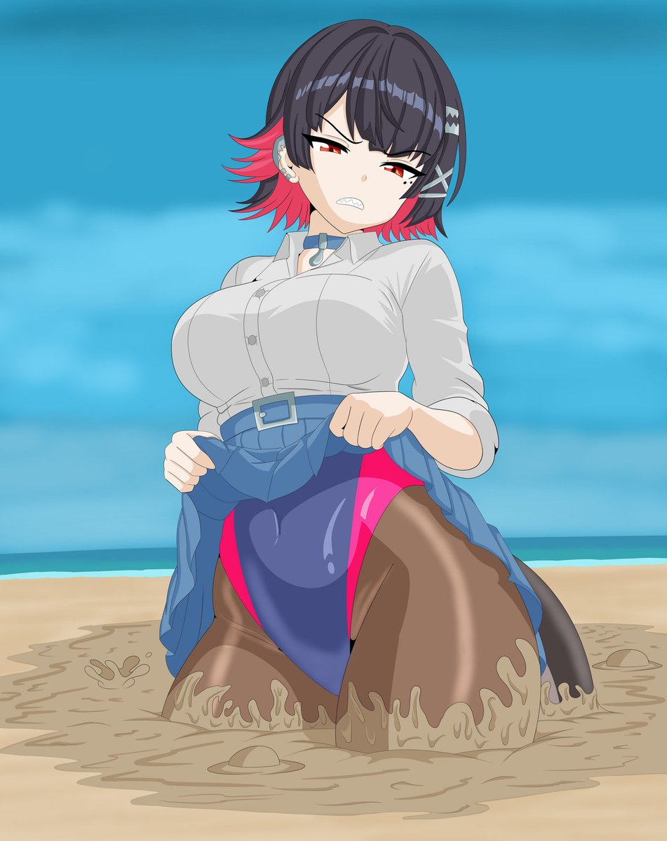 Ellen Joe sinking in a muddy beach!
Guess her plans to go swimming didnt work out.