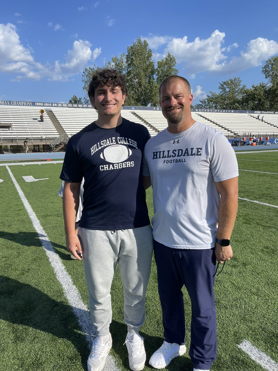 Great game day at Hillsdale with a win against Kentucky Wesleyan. Thank you, <a href="/CoachSOtterbein/">Steve Otterbein</a> for the hospitality and experience. <a href="/kcarterFB_/">Kole Carter</a> <a href="/D_Madden_Punter/">Coach Dan Madden</a> <a href="/NoahJamesRios/">Noah_James_Rios</a>