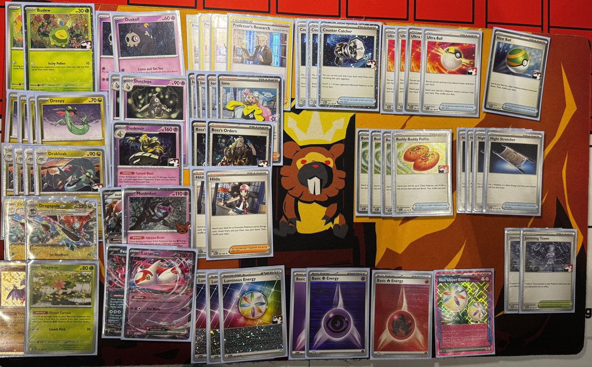 Challenge win @ The Deck Box with Dragapult/ Dusknoir. 3 out 4 challenges done for the season

3-0-1

Round 1- Marnie’s Grimmsnarl/fros- WW
Round 2- Terabox LWT
Round 3- Chien-Pao WW
Round 4- Gholdengo/ Dunsparce WW

95 CP