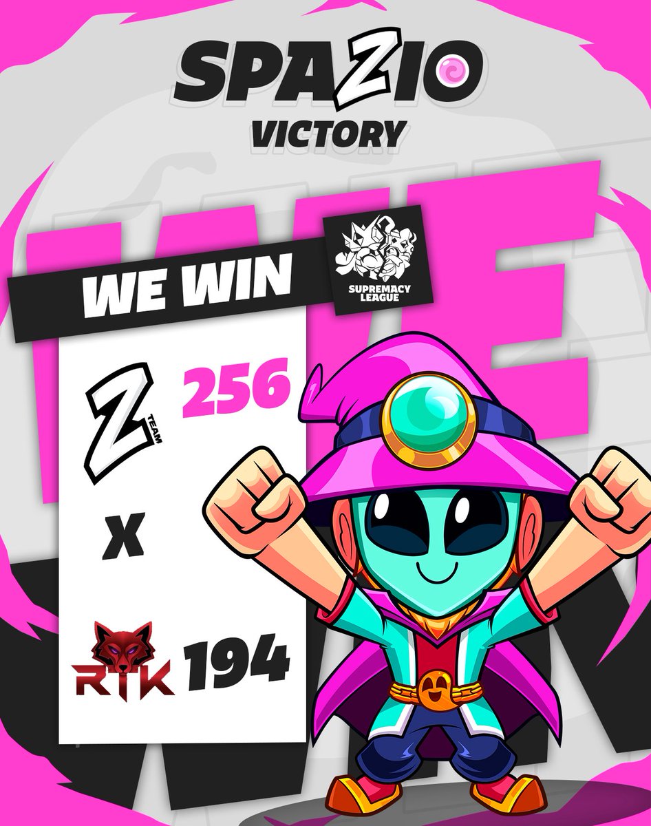 Victoria 👾

Hoy conseguimos nuestra 2da Victoria en la <a href="/CR_Supremacy/">Supremacy League</a> 🆚 <a href="/vemprartk/">Clã RTK Squad Busters</a> GGs!

Buen trabajo Humanos, sigamos así para mañana por el 3er enfrentamiento. 

💀: 21 kills 
💢: 256 Puntos 

#SpazioTeam