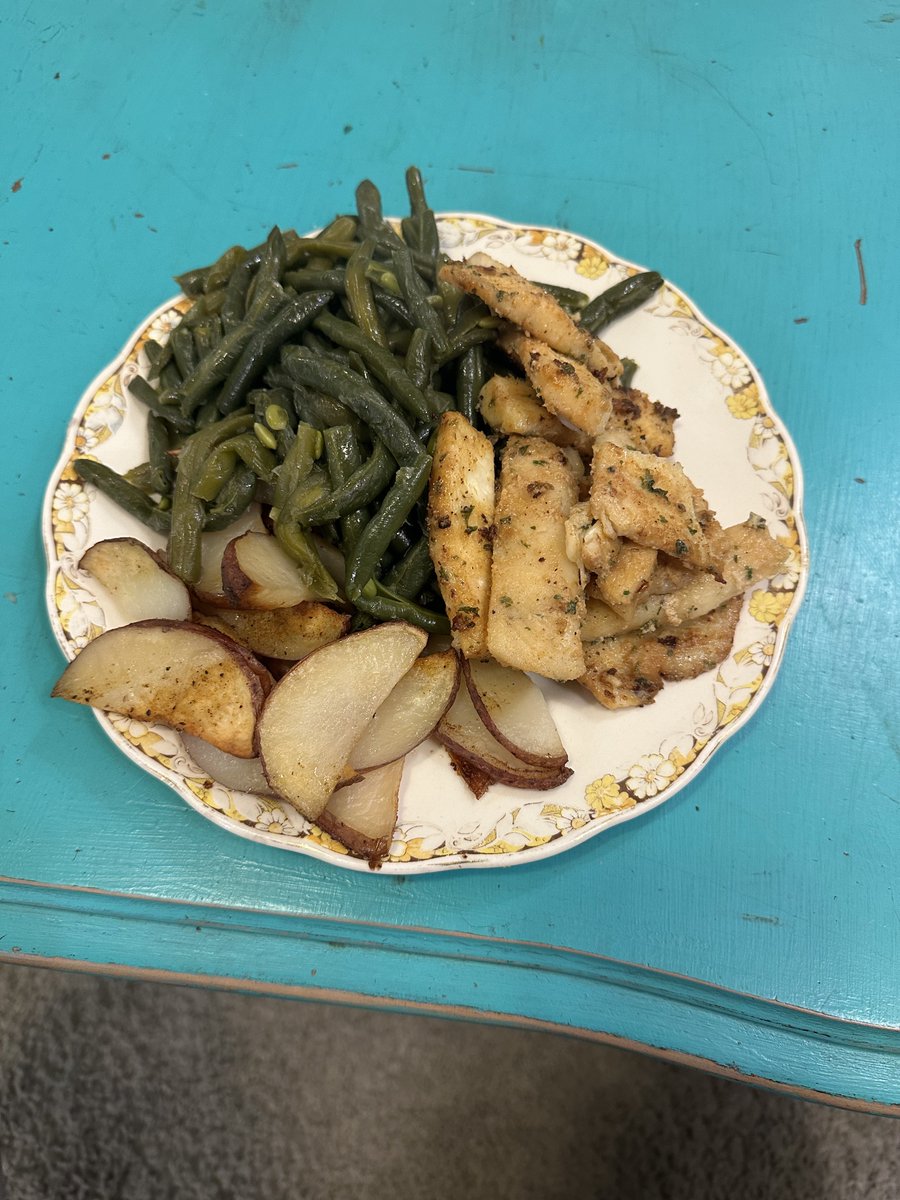 Hiked six miles and had pike fillets and potato wedges for supper.
