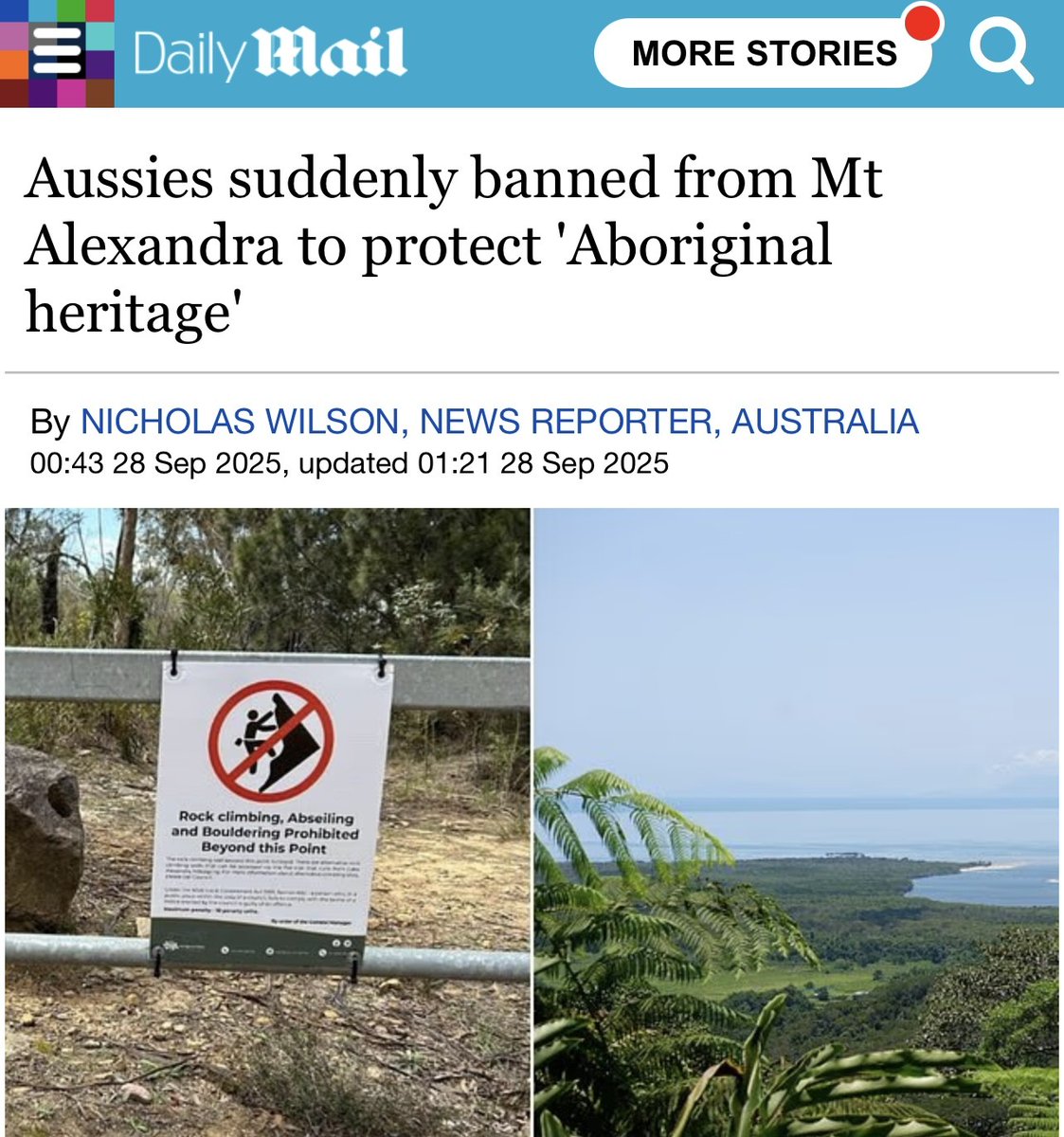 KobieThatcher's tweet photo. Wingecarribee Shire Council has banned rock climbing and abseiling at Mt. Alexandra to protect Aboriginal heritage.

Locals were not consulted about this decision.

Australia should be for all Australians to enjoy 🇦🇺 https://t.co/CLmNvrt6b4