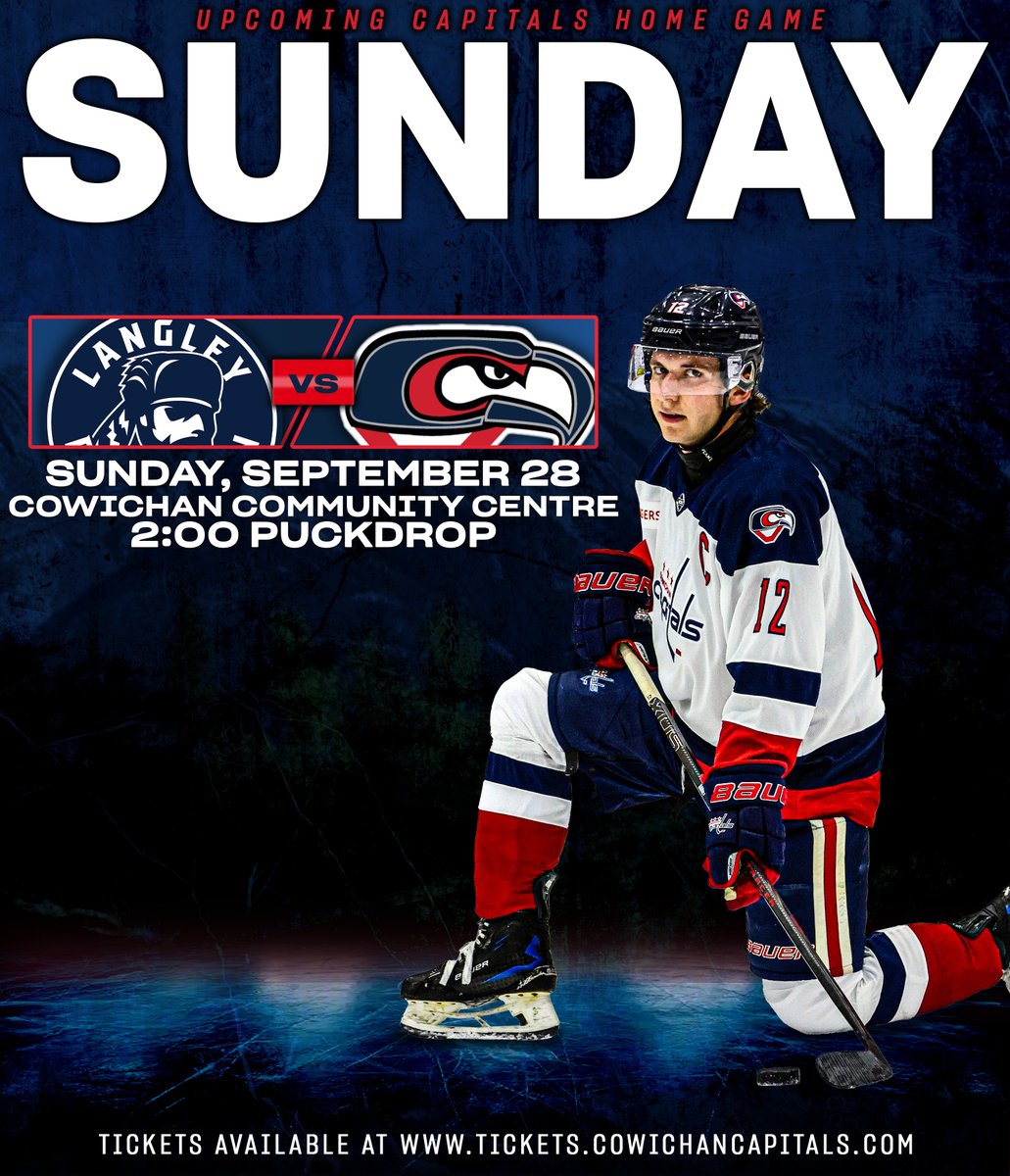 TOMORROW

Join us at the CCC tomorrow afternoon for a Sunday Matinee against the Langley Rivermen, as we look to keep the good times rollin'!

Puckdrop is scheduled for 2:00! Tickets are available at the door, or online at tickets.cowichancapitals.com

#BCHL #ALLCAPS