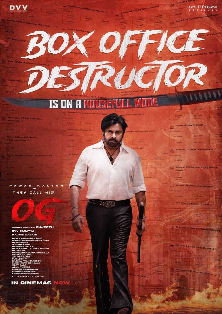 reba_chat_X's tweet photo. “#OG మూవీ థియేటర్స్లో మాక్స్ పవర్!
ప్రతి సీన్, ప్రతి డైలాగ్ Power Star స్టార్ పవర్తో నిండిపోయింది 🌟
ఫ్యాన్స్ Full Dance , హార్ట్భీట్ పెంచేసే Experience! 🔥🎶 #OGVibe #PowerStarMania” https://t.co/h0121DBkla