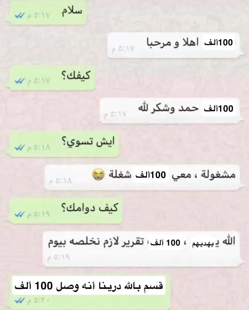 صباح الخير ، 
من اليوم ورايح أي أحد بيتواصل معي ردودي معه بتكون كالتالي :