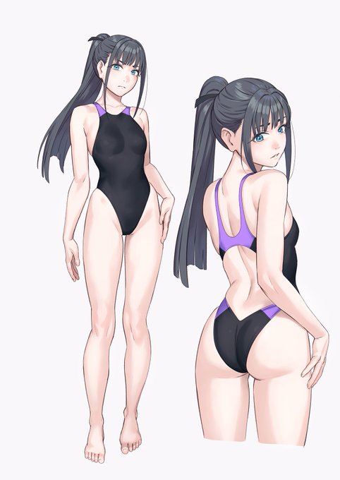 雨夜燕の競泳水着描いてと来ましたので。 