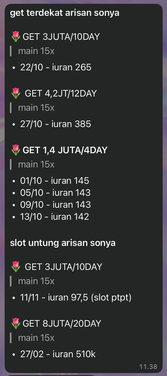 met pagii arisan sonya avail operslot os bignom ada get dekat dan slot untung detailnya boleh dm atau join grupnya langsung yaaw! 🙌🏻

chat.whatsapp.com/BKMTFLIiIe76Wm…

#zonauang