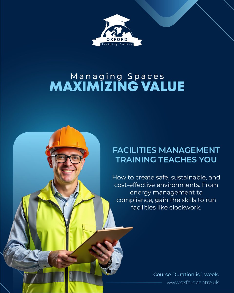 OxfordCentre_UK's tweet image. Facilities Management Training gives you the skills to create safe, sustainable, and cost-effective workplaces. 
✅ Discover more at oxfordcentre.uk

#FacilitiesManagement #WorkplaceSolutions #Sustainability #BusinessEfficiency #ProfessionalCourses #OxfordCentre