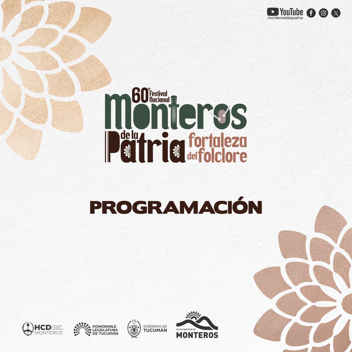 🎶✨ El momento del Monteros de la Patria llegó ✨🎶

Del 9 al 12 de octubre, viviremos cuatro noches inolvidables en la gran fiesta del folclore en el escenario Antonio Acosta del Gimnasio Municipal "Prof. José Nicolás Russo".