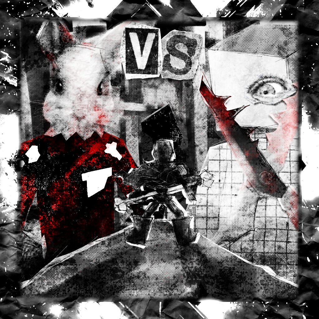 cymancyan's tweet image. I did (partly) all pieces for my friend @MainManFlux&apos;s musical/experimental tournament SRANT and its final match. It was fun to step out my comfort zone and help trick ppl lol

Here&apos;s 4 different drawings of Springtrap and Cabinet Man fighting Papyrus (I know how absurd that is)