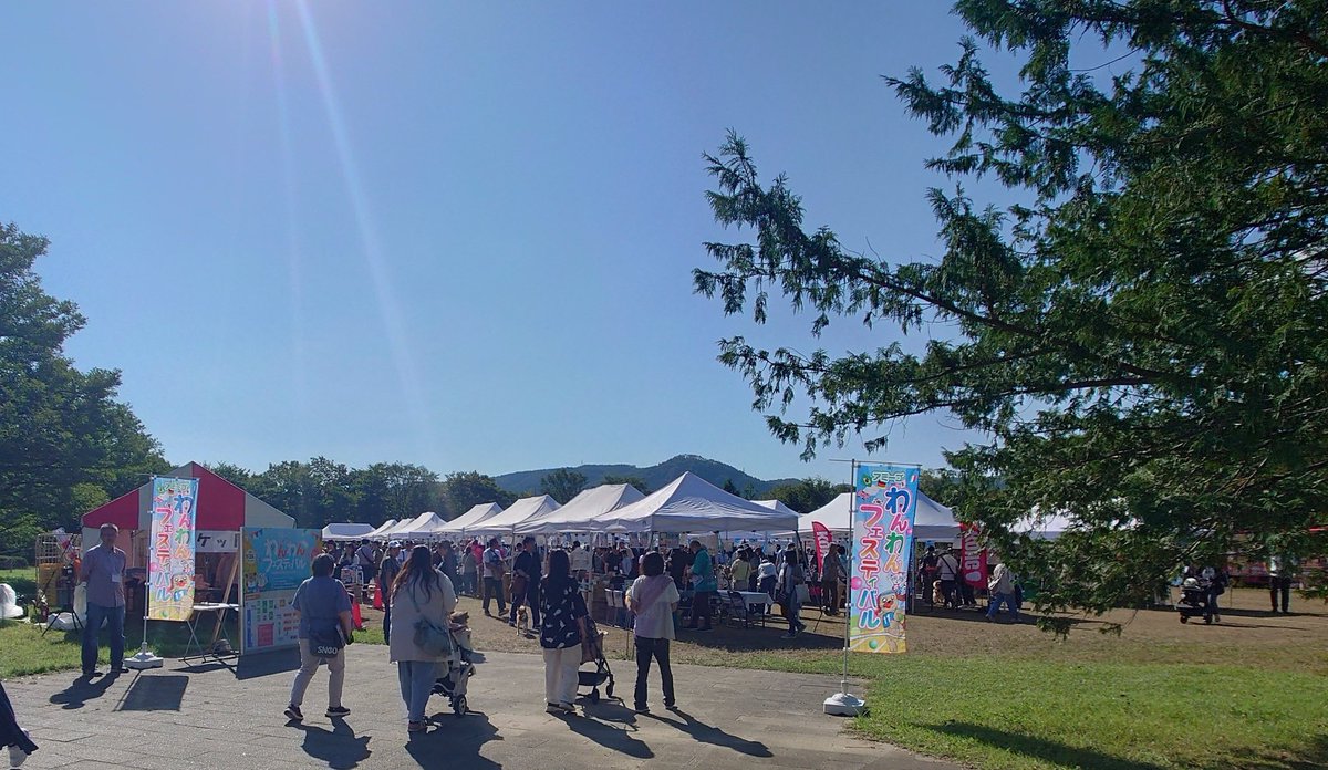 アミーゴのイベント
わんわんフェスティバルに来ました。
雲一つない晴天、で、暑い。
けど風は気持ちいい9月です。