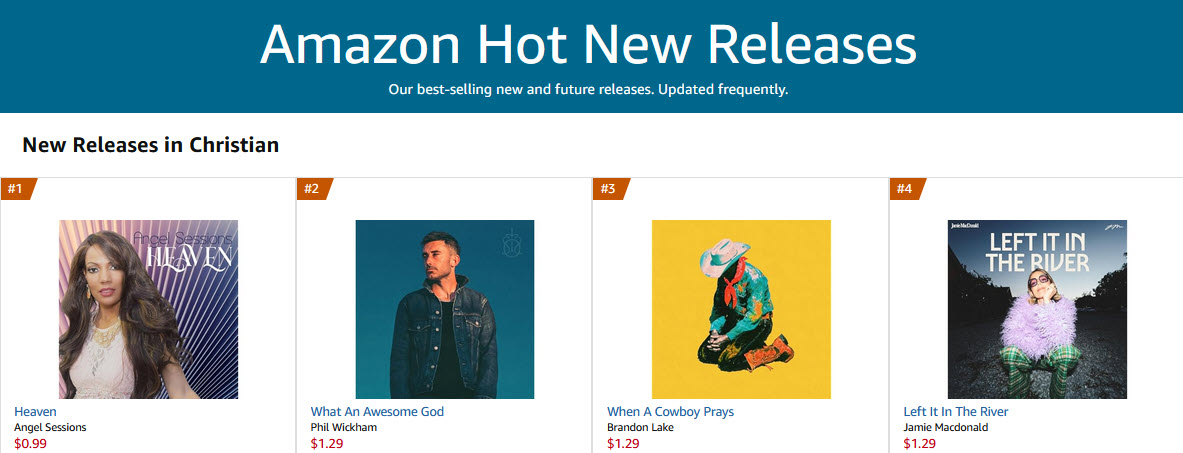 I am happy to share that my new single, "Heaven," is at #1 in both Christian and Contemporary Christian Best New Release and #1 Best Sellers Contemporary Christian. Shout out to <a href="/TheUrbanMusicSc/">TheUrbanMusicScene</a> and <a href="/archodiamusic/">Archodia Music</a>. Read here: prlog.org/13100389-new-h… <a href="/orchtweets/">The Orchard</a> <a href="/sonymusic/">Sony Music</a> <a href="/AWAL/">AWAL</a>