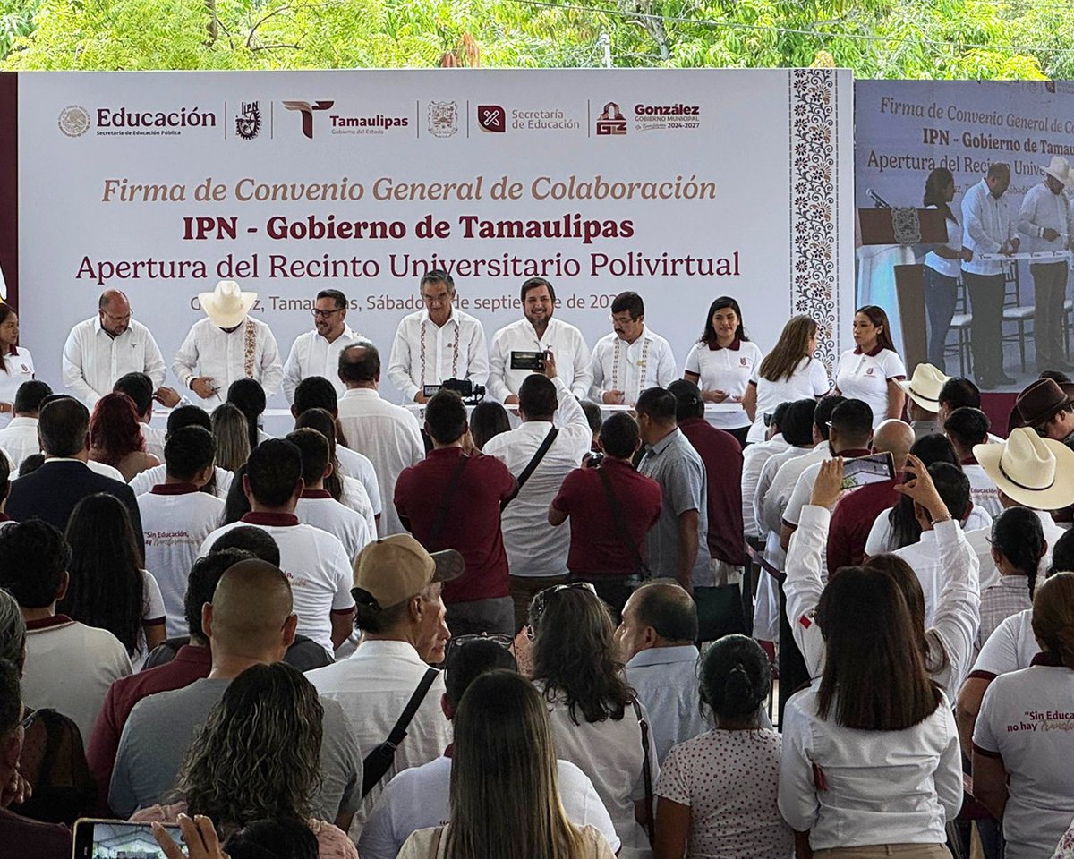 SIIS_IPN's tweet photo. ¡Un logro histórico! El @IPN_MX, con la visión del Dr. Arturo Reyes Sandoval, firma convenio con @gobtam y abre un Recinto #Polivirtual en González, Tamaulipas
Garantizamos el derecho a la educación Media Superior y Superior. La Técnica al Servicio de la Patria #Huélum #SIISIPN https://t.co/vgMyovPUEq