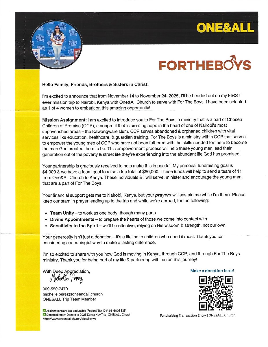 RinaldiProject's tweet image. 🌍✈️ We’re Partnering to Make a Global Impact! 🇰🇪

We’re honored to share a special opportunity from one of our founders supporting Michelle Perez on a powerful mission with ONE&amp;amp;ALL Church and For The Boys, a ministry under Chosen Children of Promise (CCP) in Nairobi, Kenya.…