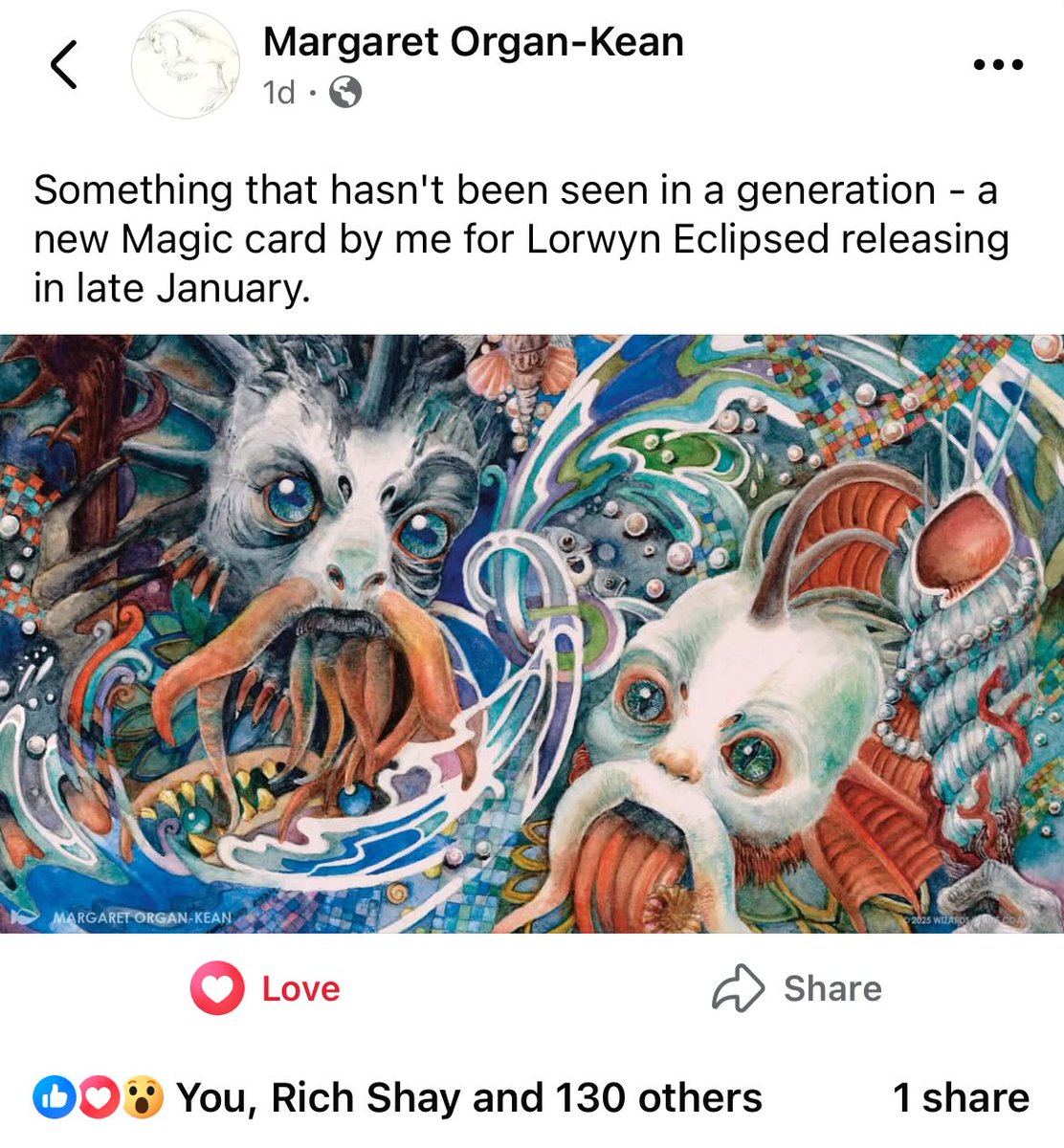 mtgbanding's tweet image. margaret organ-kean is back — her last magic card was in tempest (1997) and is best-known for illustrating lion’s eye diamond, autumn willow, sacred mesa, and ivory tower