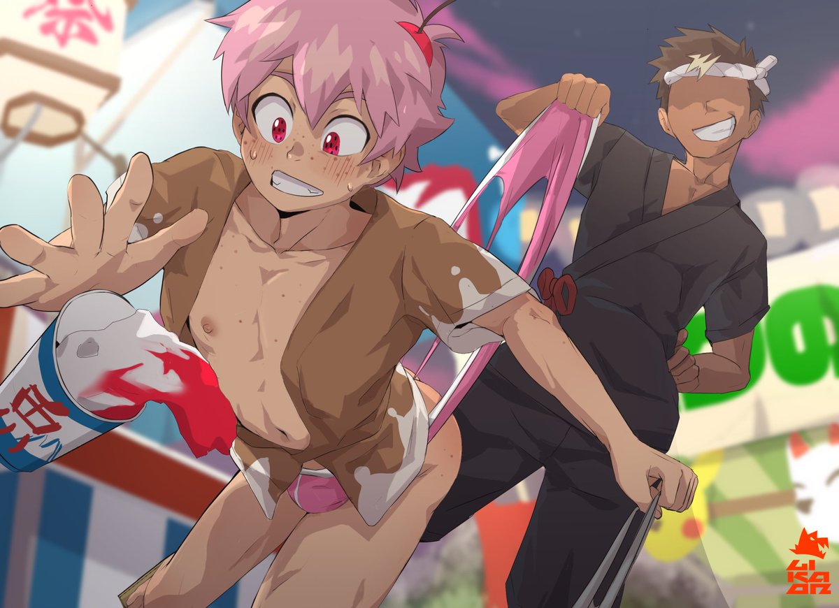Even in one of Japan's festivals Cakie is never safe getting his undies pulled up! 🎆🎋

Art by: <a href="/LikaonX/">Likaon 🔥 COMMS CLOSED🔥</a> 🎨🎉