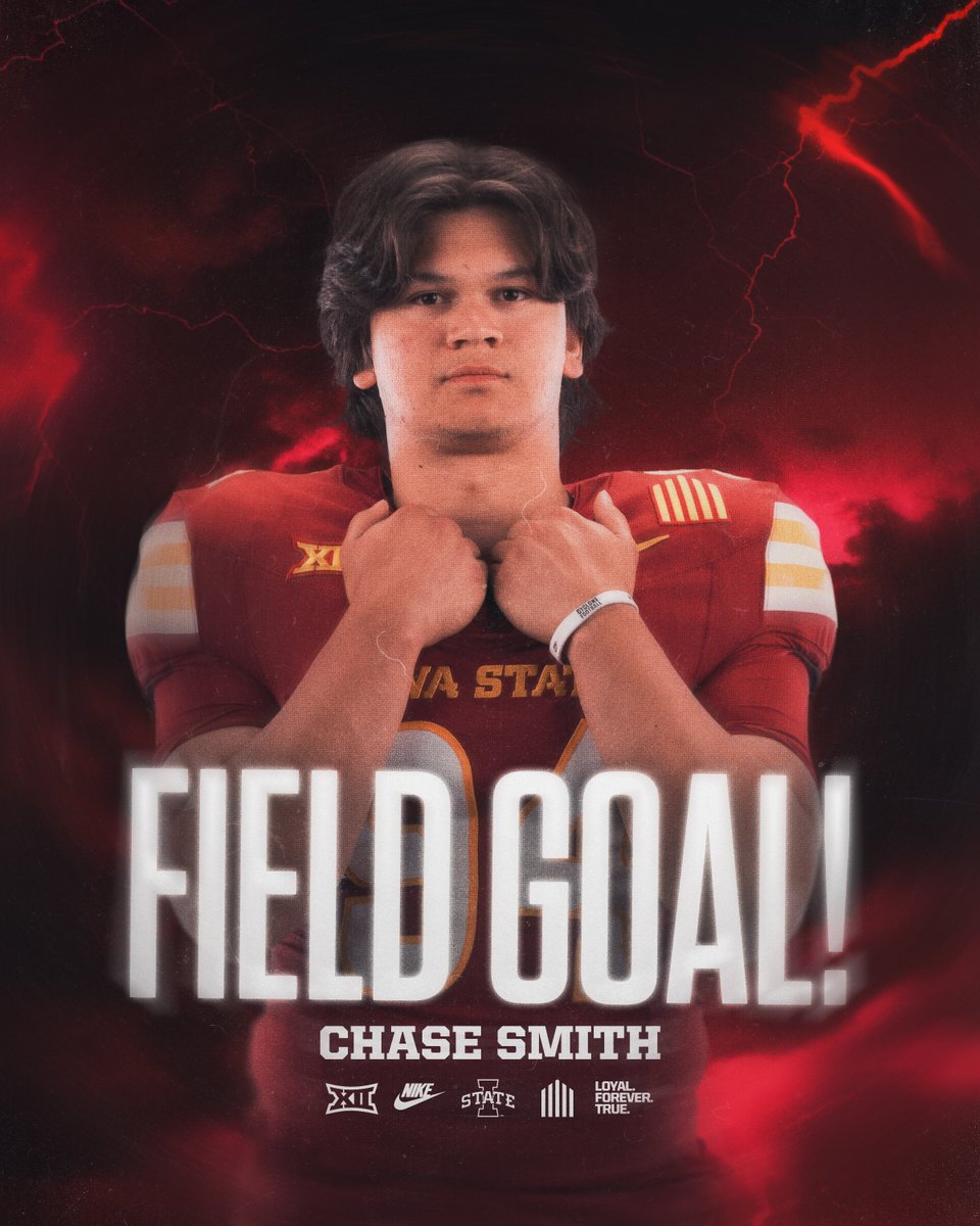 Chase Smith splits the uprights from 34 yards out!

His first career field goal.

ISU 39, ARIZ 14 | 0:43 4Q

🌪️🚨🌪️