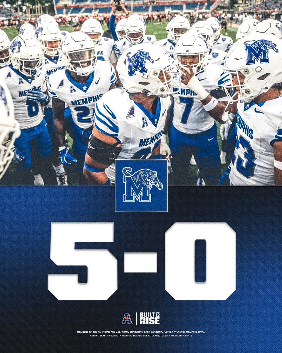 American_Conf's tweet image. TIGERS ARE 5-0 FOR THE FIRST TIME SINCE 2019🐅

#BuiltToRise x #AmericanFB