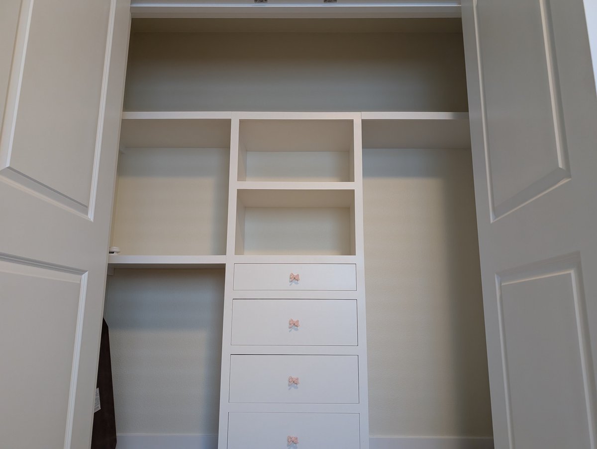 kyle_m's tweet photo. Installed. Pink bow pulls for the nursery. https://t.co/YFwgLsBtPz