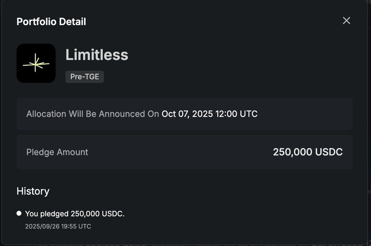 tiger_web3's tweet photo. Limitless 打新要不要参与？如何参与？@trylimitless

最近@KaitoAI 的打新上线2天就超募了50多倍，风光无两，也成为了Kaito打新目前为止超募最多的项目。还有5天截止，估计能卷到百倍以上。

要不要参与？
要！和钱过不去就不参与！

什么项目？
预测市场项目，是Polymarket的竞品，是base链主推项目，CB名牌投资项目。

Base马上要发币，为了链上繁荣以及生态，大火好几年的预测市场赛道，抢在Polymarket之前发币，很有可能打造成龙头主推。

CZ狂奶Aster之前，aster在整个perp赛道顶多算是二线，而有了BN明里暗里的支持，手续费短期已经超过HL好几倍。无论以后如何，都造富了一大帮兄弟。

而同为超大热门赛道的预测市场，有Base以及Coinbase助力, Limitless很有可能复制Aster的暴力，再造一波热度。

参与方式：

1. Kaito的launchpad
https://t.co/3PWJVfvgRD

目前超募了50多倍，上限25wu参与。
还有一个礼拜结束，但是按照往常的分配方式，投入的先后顺序也会影响获得的份额。

当然这次还锁了30%份额给Kaito活跃用户以及持币质押的用户，加上前两天Kaito质押发的大毛，以及最近的打新热潮，Kaito价格已经初见拉升。

2. Limitless官方的第二期活动

https://t.co/PrCtpscT9F
活动截止是1月，TGE是10月25。 但是并不排除活动会TGE前给点惊喜。毕竟明牌的活动，要是上线后真的像Aster一样掀起热潮，活动有多卷相信这几天大家也看到了。