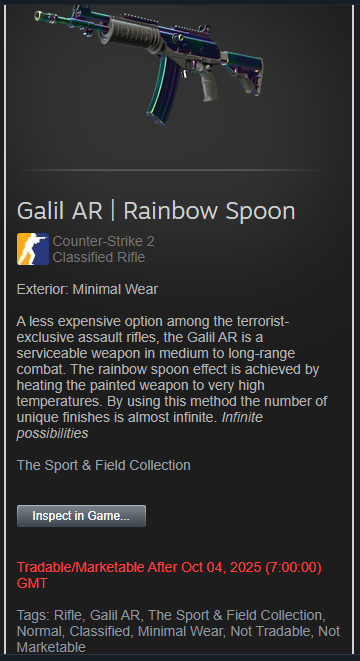 I didn't realize until rn that I unboxed a $70 Galil lol