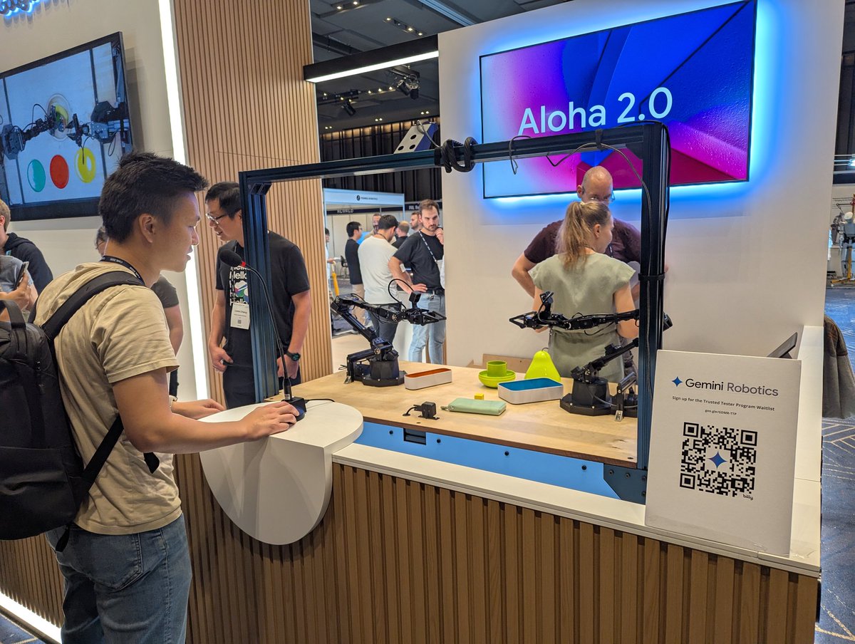 #DeepMind robotics has a live robot demo to show case our #Gemini robotics model in #CoRL2025. Come to our booth to check it out!