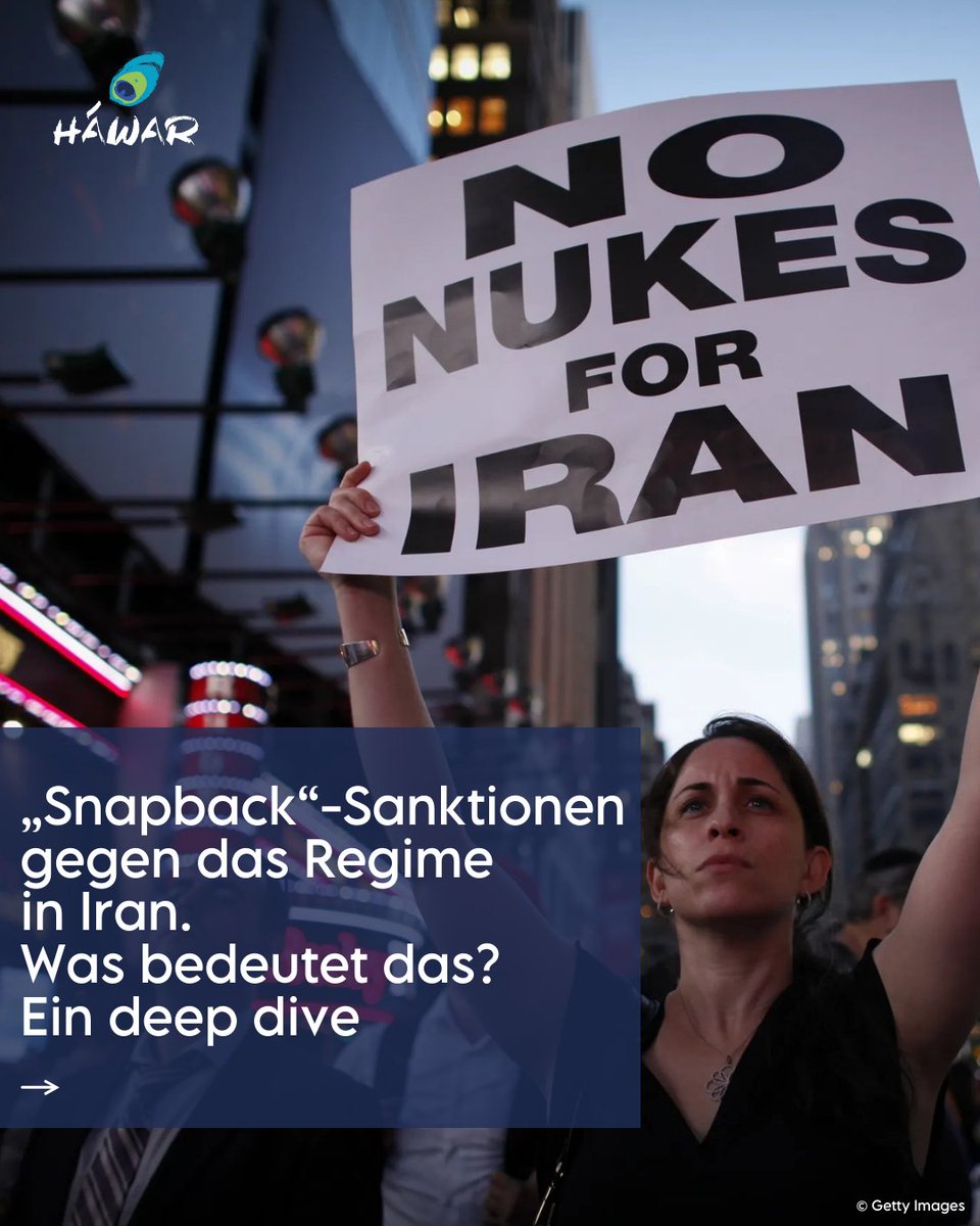 HawarHelp's tweet image. Ein Rückschlag für die Islamische Republik #Iran. In der Nacht zu Sonntag lief eine wichtige Frist ab, um Sanktionen abzuwenden, die das Regime nun mit voller Härte treffen. Grund dafür: Der so genannte „#Snapback-Mechanismus" im 2015 abgeschlossenen Atom-Abkommen.