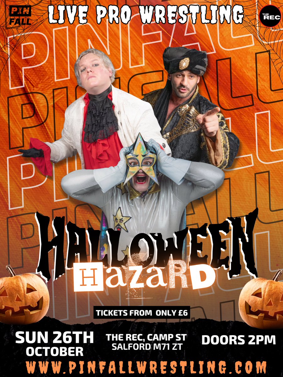 PinfallPro's tweet image. Halloween Hazard

Sunday 26th October

Scares, Slams &amp;amp; Suplexes! It&apos;s time for HALLOWEEN HAZARD! 

Prepare for a frightfully fierce night of bone-crunching action as Pinfall Pro Wrestling presents Halloween Hazard - a spine-tingling spectacular packed with terrifying twists,…