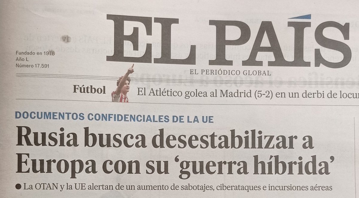 Hoy los medios abren con que estamos en guerra. No una guerra cualquiera, sino de Rusia contra todo Occidente a la vez, país más, país menos. Se basan en fuentes solventes llamadas "documentos confidenciales". Y nosotros preocupados por pequeñeces, como la vivienda o el trabajo