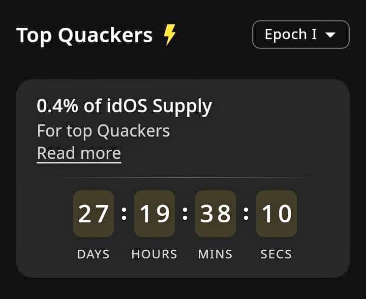 A clock is ticking: Epoch 1 ends Oct 24 with 0.4% supply up for grabs. That’s almost half of the allocation happening right now. If you’re sleeping on this, you’re literally letting your share of the pie slip away.
Start quacking early, start quacking often. 

gdOS <a href="/idOS_network/">idOS</a>