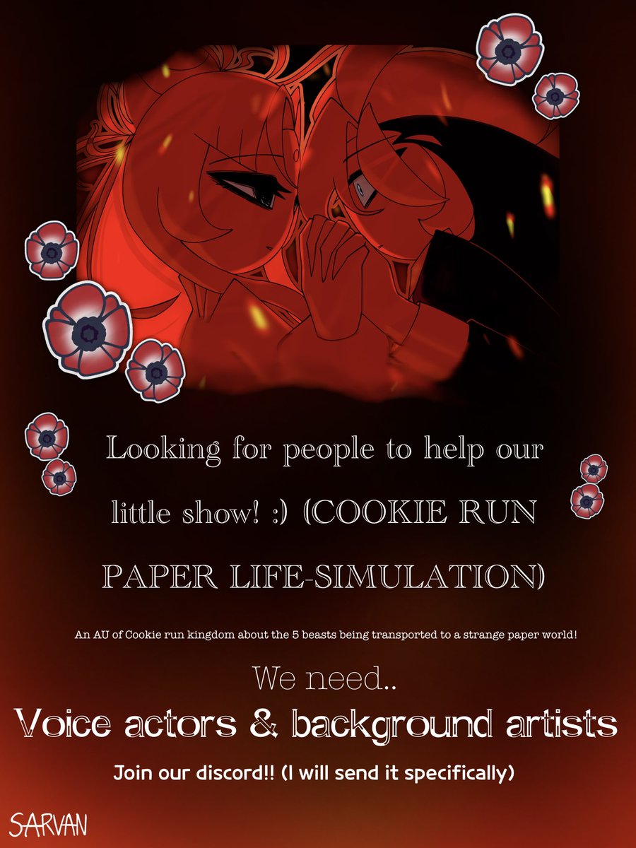 malijasmine168's tweet photo. Looking for voice actors and background artists to help our little Cookie run kingdom AU!

🧵A thread for more details

#COOKIERUNPAPERLIFESIMULATION #CRPLS #Voiceactorsneeded #Artistsneeded https://t.co/dmHJ0Z50vj
