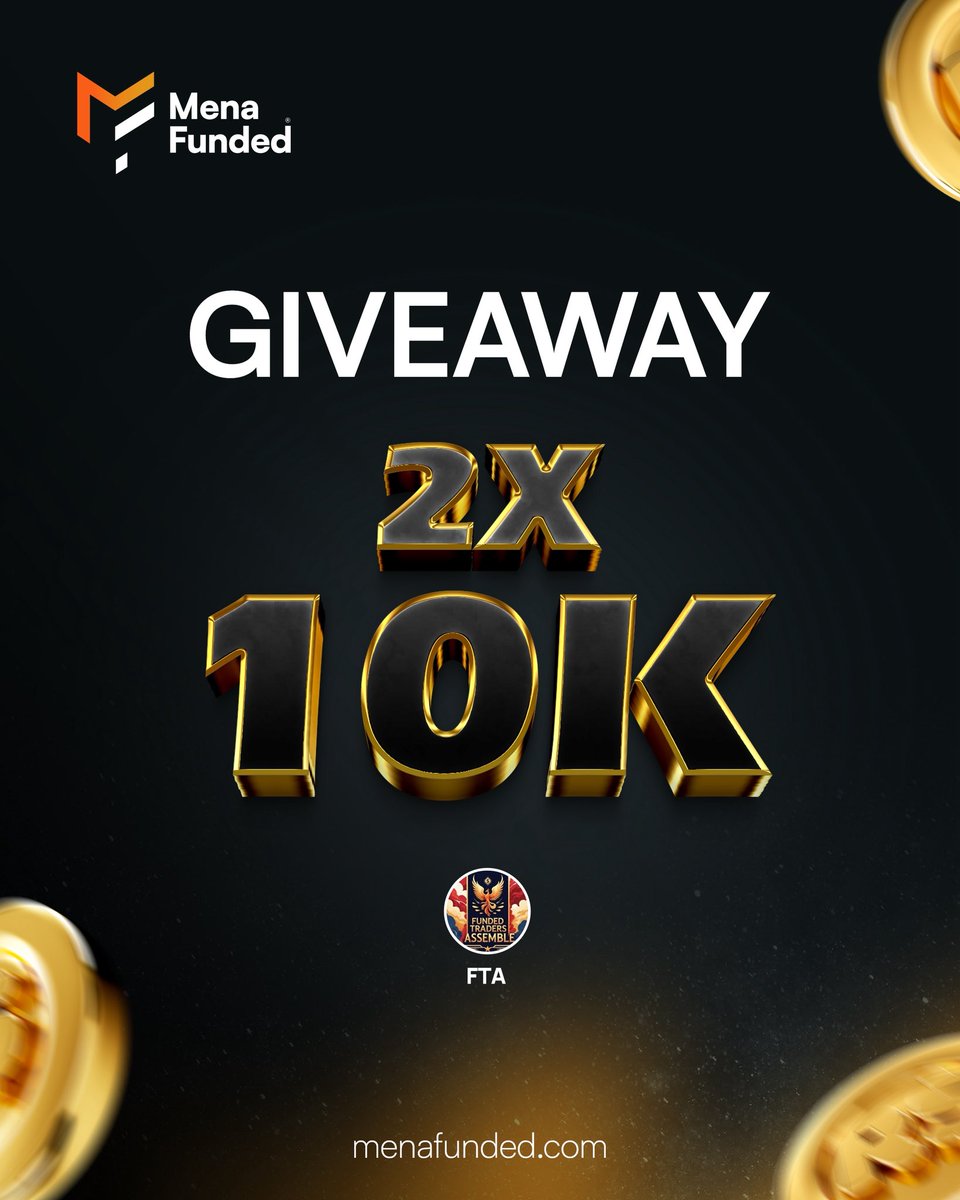 🚨 GIVEAWAY ALERT 🚨
🎉 2 X 10000$ ACCOUNTS 🎉

To participate in the giveaway follow the steps below 👇
1.Follow <a href="/MenaFunded/">MenaFunded</a> <a href="/FtaBlacklabel/">Black Label | FTA Founder</a> 
2.  Like – Retweet – Tag 3 Trading partners of yours
3.Join our exclusive discord community 👇

discord.gg/fundedtradersa…