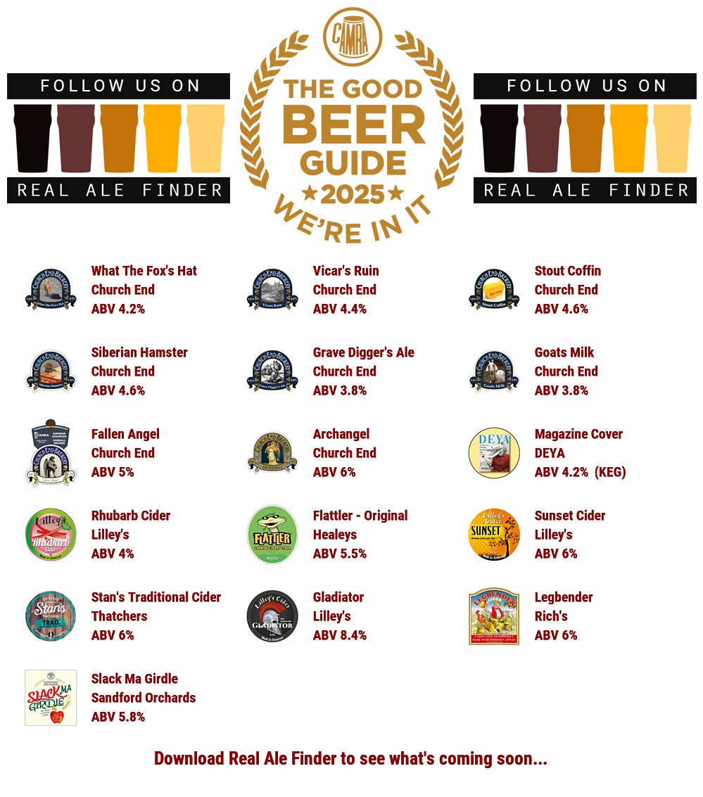 churchendbeer's tweet image. On the bar today!
Beer Board: bit.ly/2zjXMac

#goodbeerguide @CAMRA_Official @churchendbeer @deyabrewery @lilleyscider @HealeysCyder @thatchers_cider @richs_cider @sandfordorchard @NuneatonCAMRA
#RealAleFinder