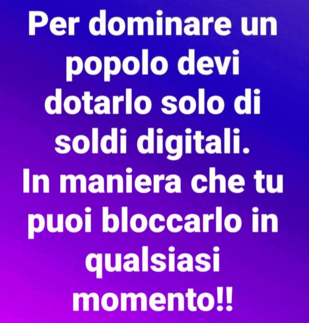 Livythinker's tweet image. Se il contante e I documenti sono nelle tue tasche il padrone sei tu.
Se accetti la moneta digitale e di caricare i tuoi documenti nella loro app, il tuo denaro e la tua identità sono loro.
Ti è chiaro 🐑 o vuoi fare come hai fatto col vax o col greenpass?