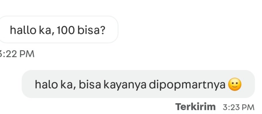 harga beli 239k , ku jual 150k, masih ditawar 100k.

NGOTAK 😠