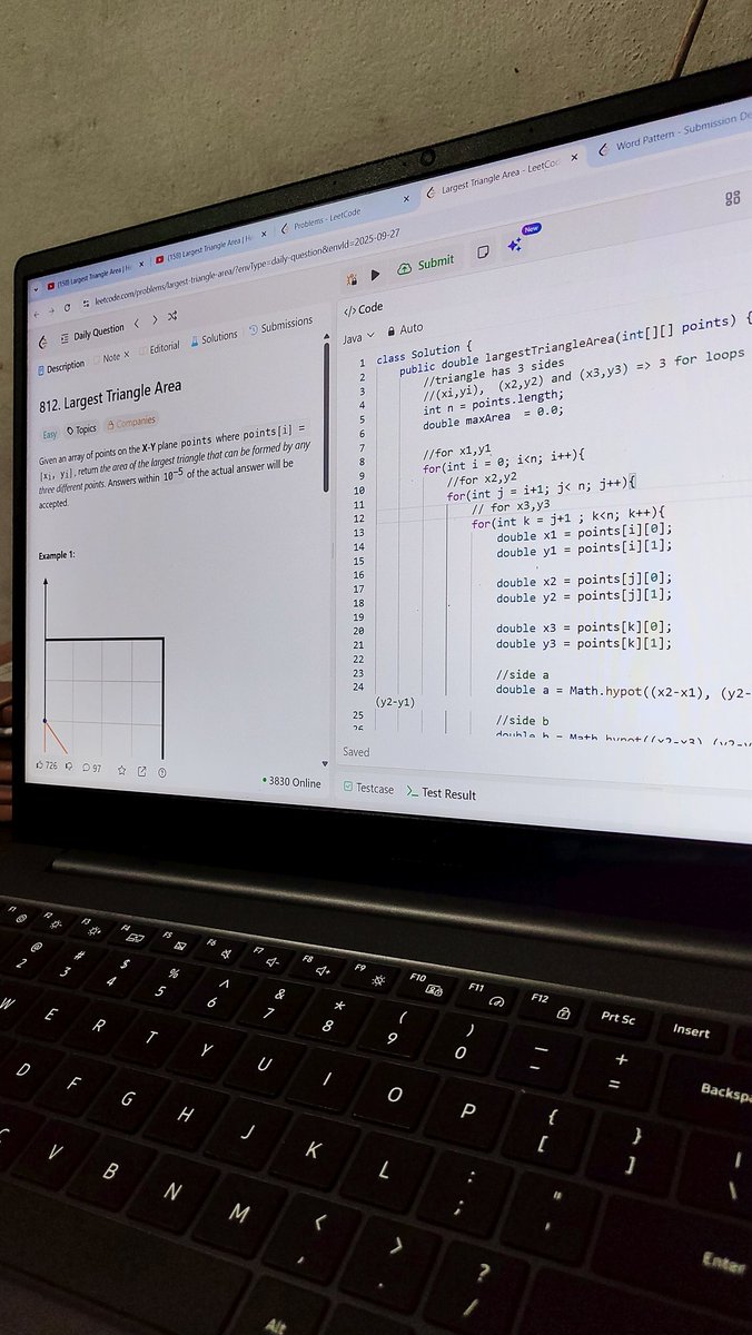 techyashh's tweet image. 🎯Day 45/180 of DSA and webdev
 
-Solved today's leetcode potd(Largest triangle area)
- Solved  2  leetcode medium questions(1 hr)

-Web dev(3hr)
#DSA #buildinpublic #day45 #100DaysOfCode