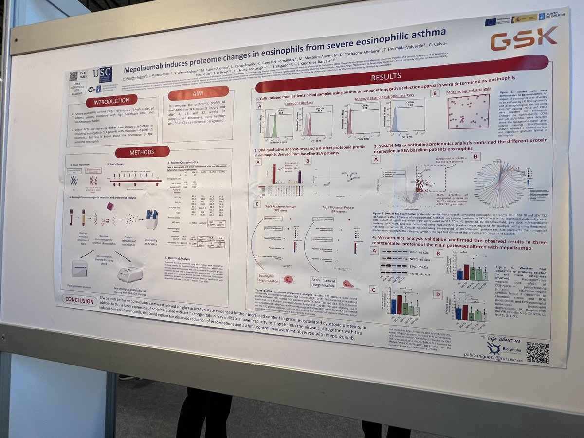 📍#ERSCongress Check out this fascinating abstract: “Mepolizumab induces proteome changes in eosinophils from severe eosinophilic asthma” - coauthored by our editorial board member Francisco-Javier Gonzalez-Barcala.

#ERS2025 #Asthma
